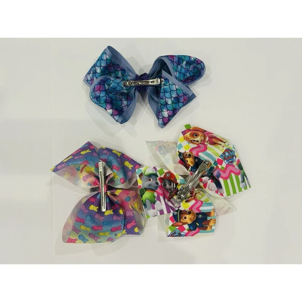 Lot of Girls Hair Bows - Medium/ Large - Mermaid , Paw Patrol , Peeps Occasion